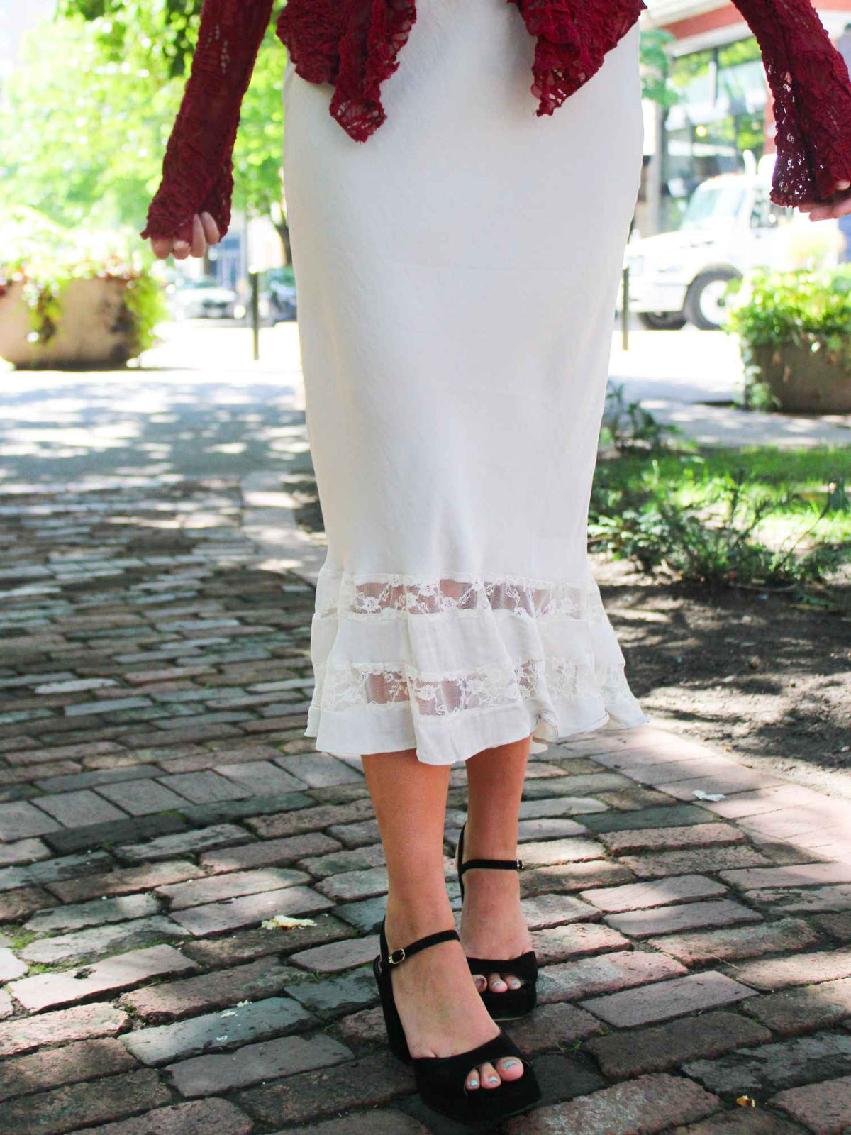 Free People Long Lost Lover Maxi Slip Skirt Tea
