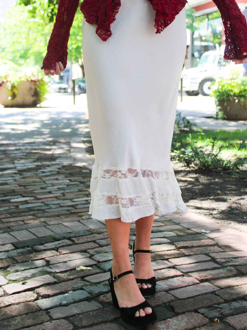 Free People Long Lost Lover Maxi Slip Skirt Tea