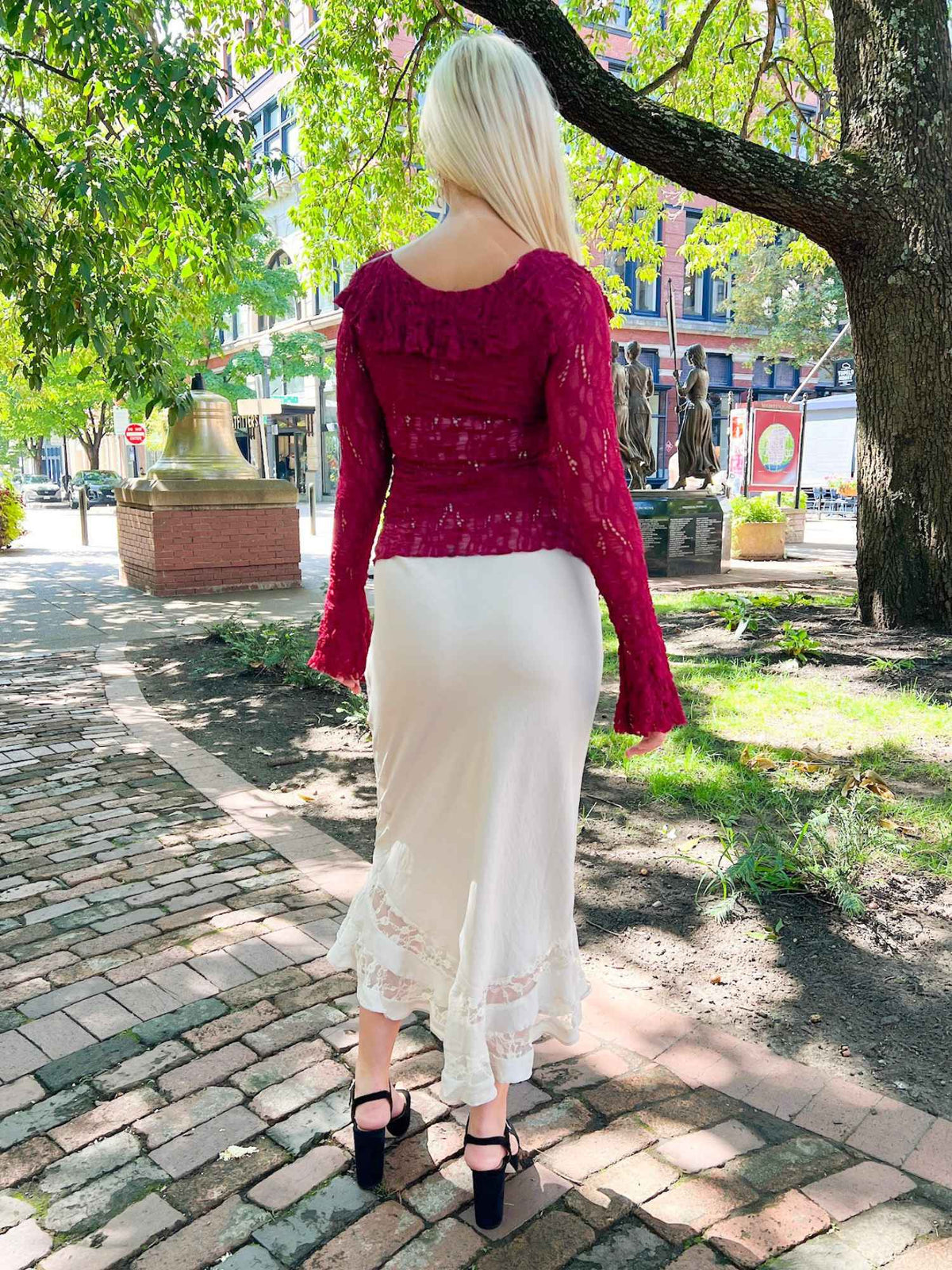 Free People Long Lost Lover Maxi Slip Skirt Tea