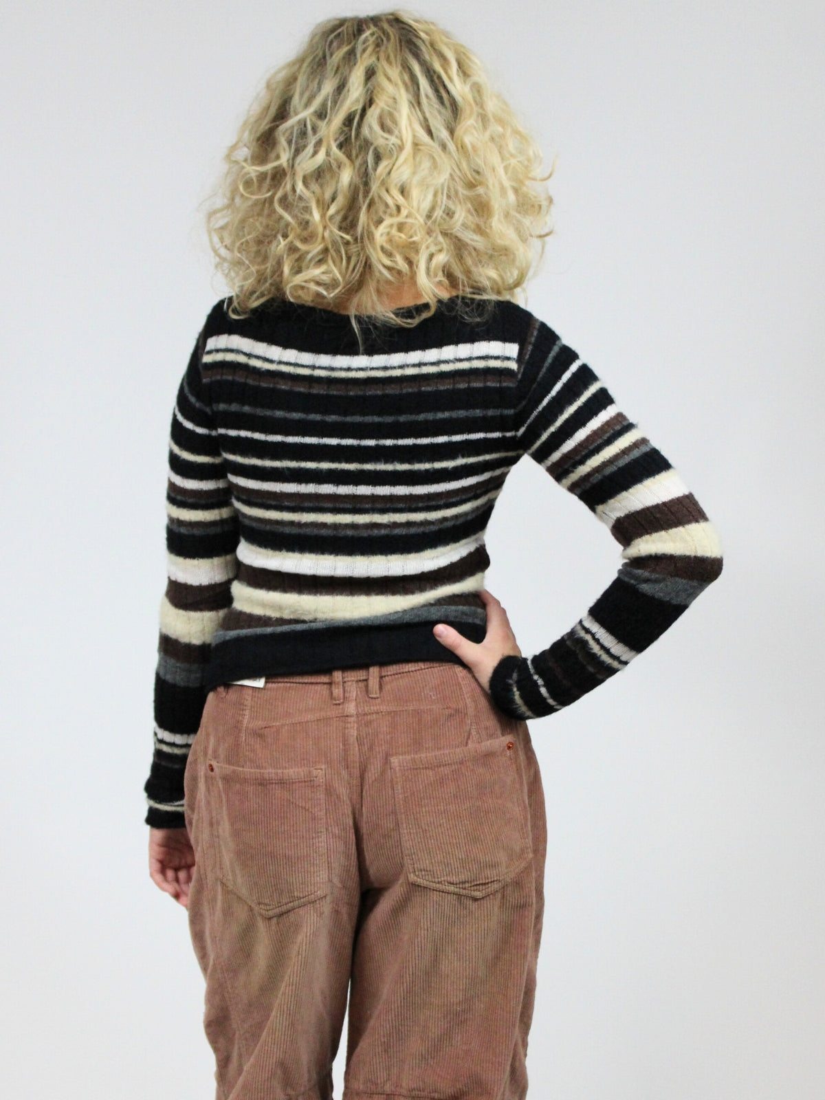 Free People Lumen Stripe Pullover sweater back model view