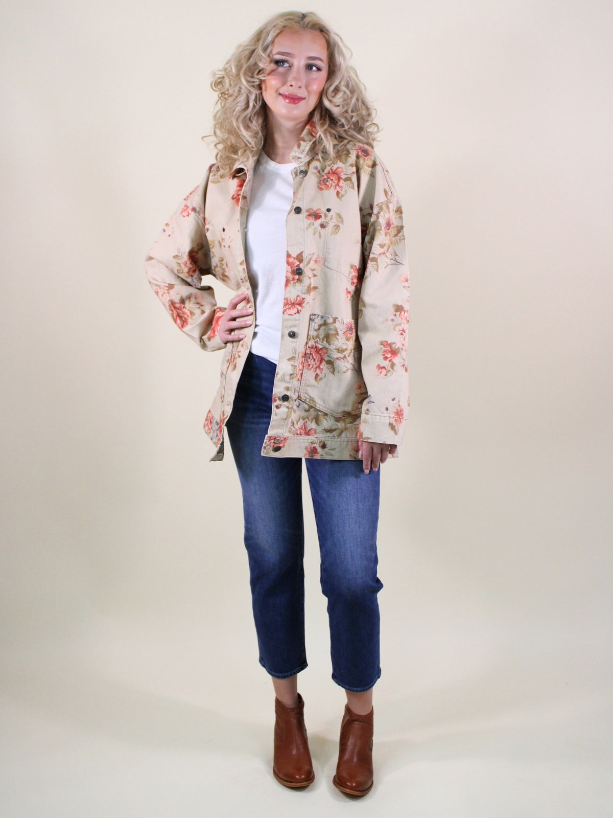 Free People Avery Denim Jacket Front full Model View