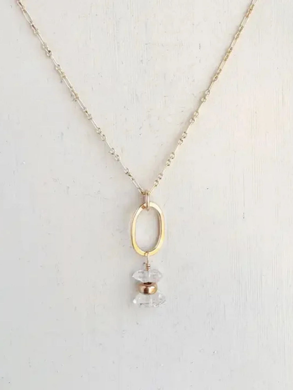 Tidal Herkimer Little Gemstone Drop Necklace: 18"