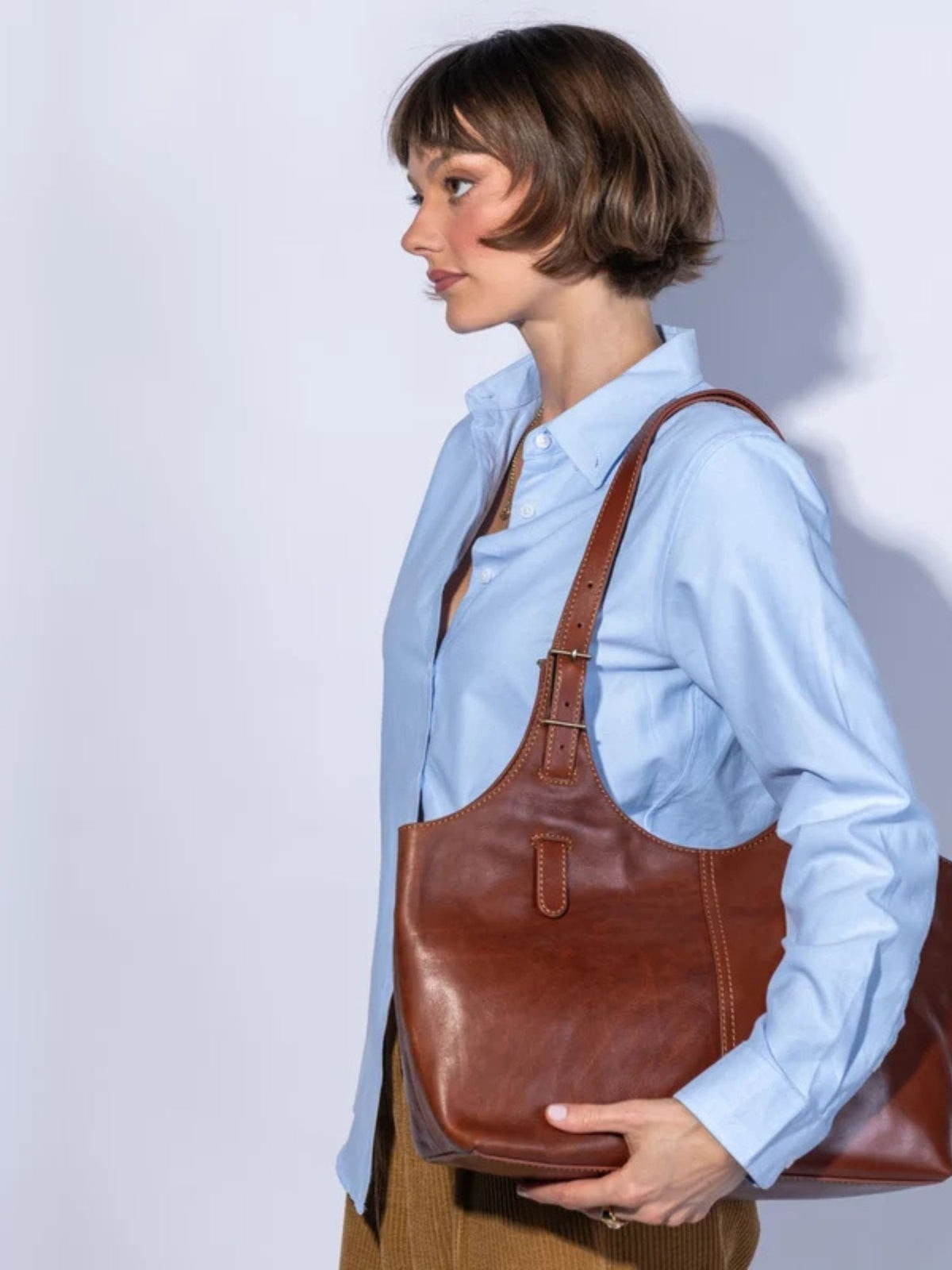HOBO Atlas Tote: Patina Leather pecan ridge