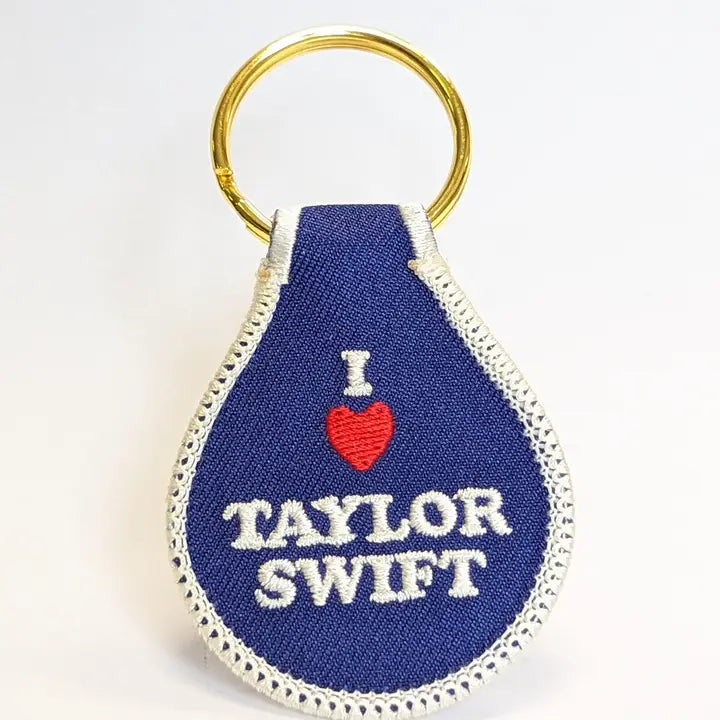 i heart taylor swift embroidered key chain