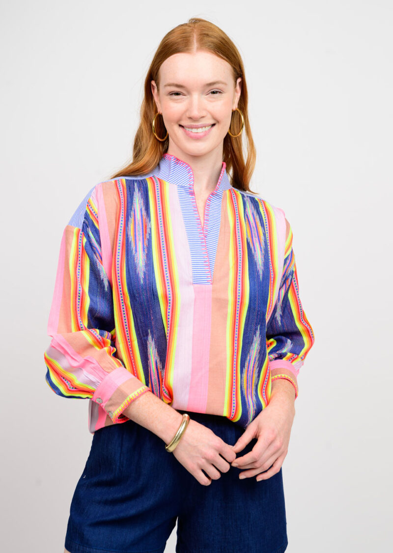 Ivy Jane Ikat Stripe Popover blue 