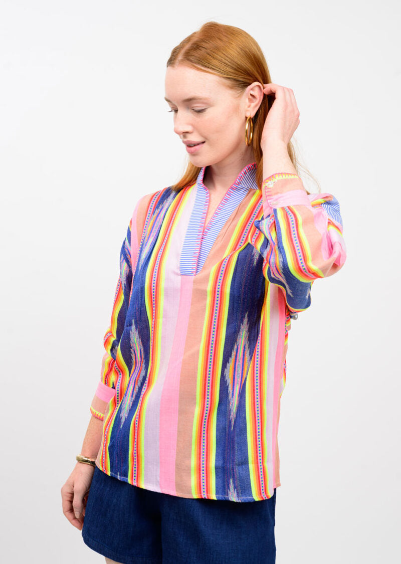 Ivy Jane Ikat Stripe Popover blue 