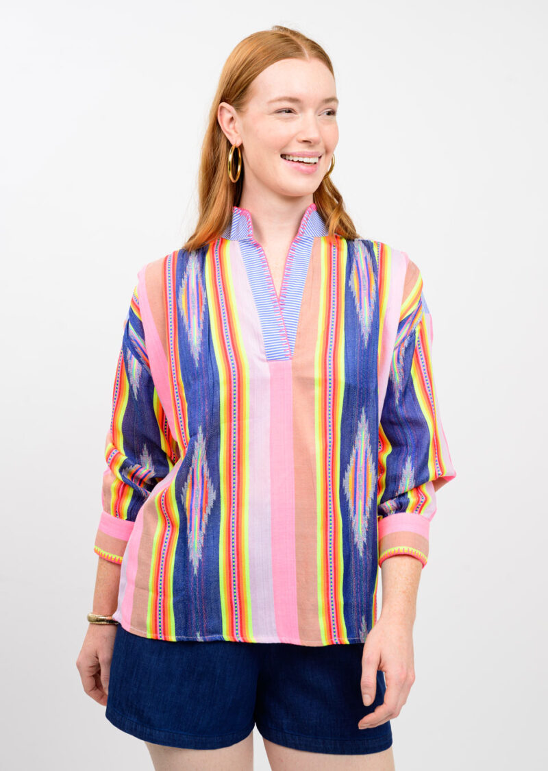 Ivy Jane Ikat Stripe Popover blue 