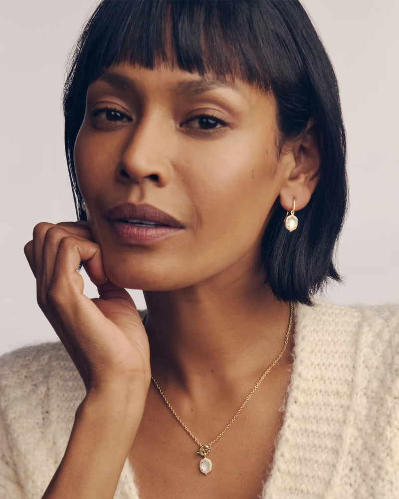 Kendra Scott Daphne Crystal Frame Drop Earrings – Gold