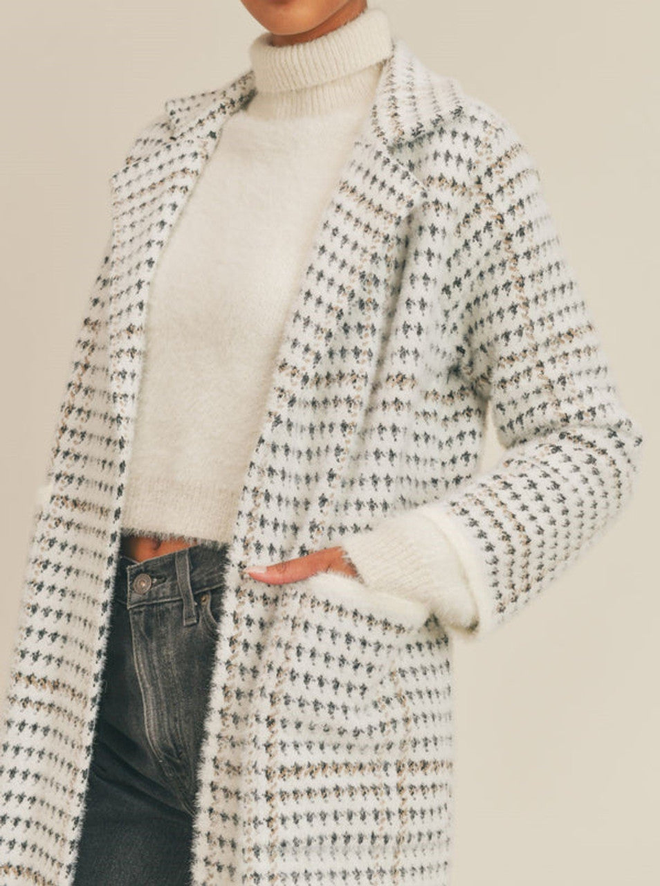 sage the label marceau houndstooth coat