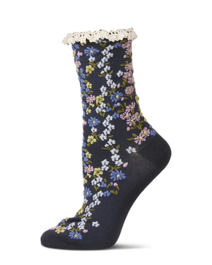 Liberty Floral Lace Cuff Crew Socks