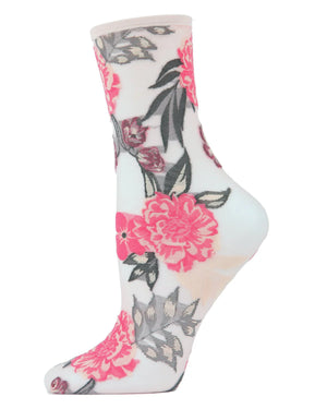 Botanic Bunches Sheer See-Through Anklet Socks