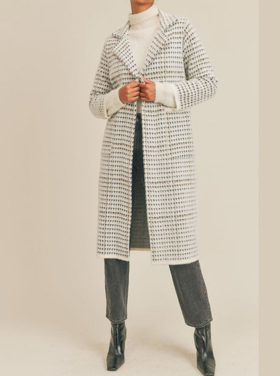 sage the label marceau houndstooth coat