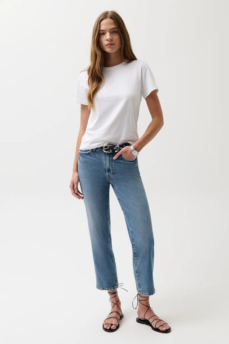 Pistola Aleks Mid Rise Straight Cropped Jean in river