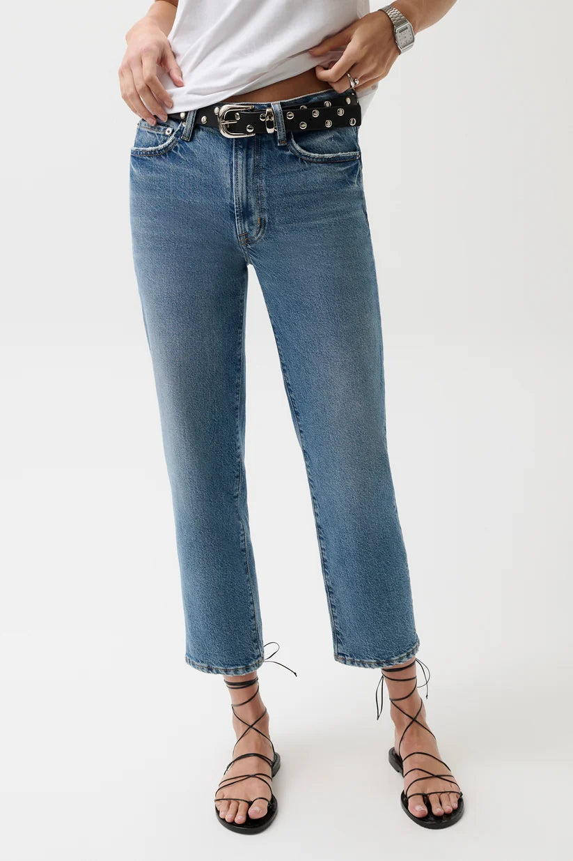 Pistola Aleks Mid Rise Straight Cropped Jean in river