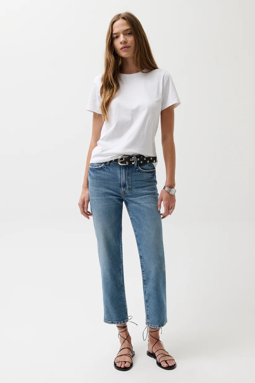 Pistola Aleks Mid Rise Straight Cropped Jean in river