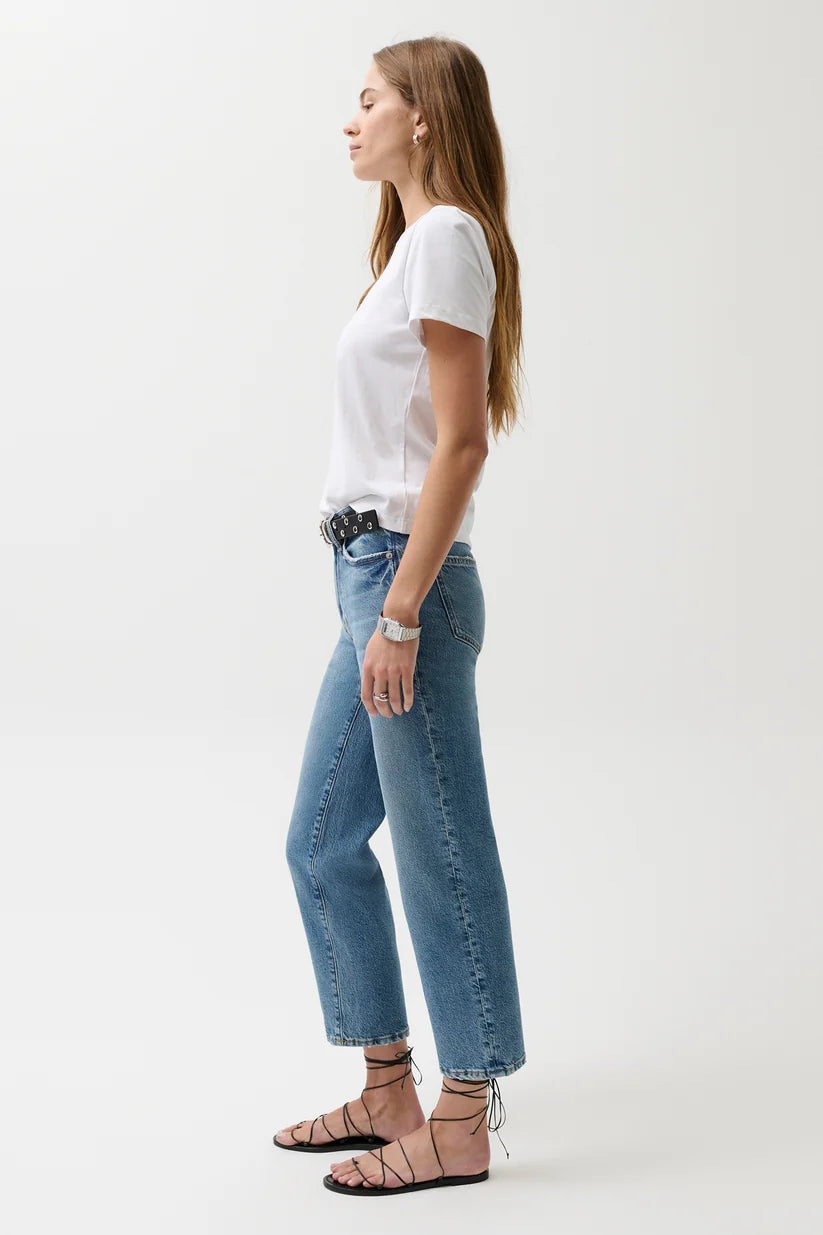Pistola Aleks Mid Rise Straight Cropped Jean in river