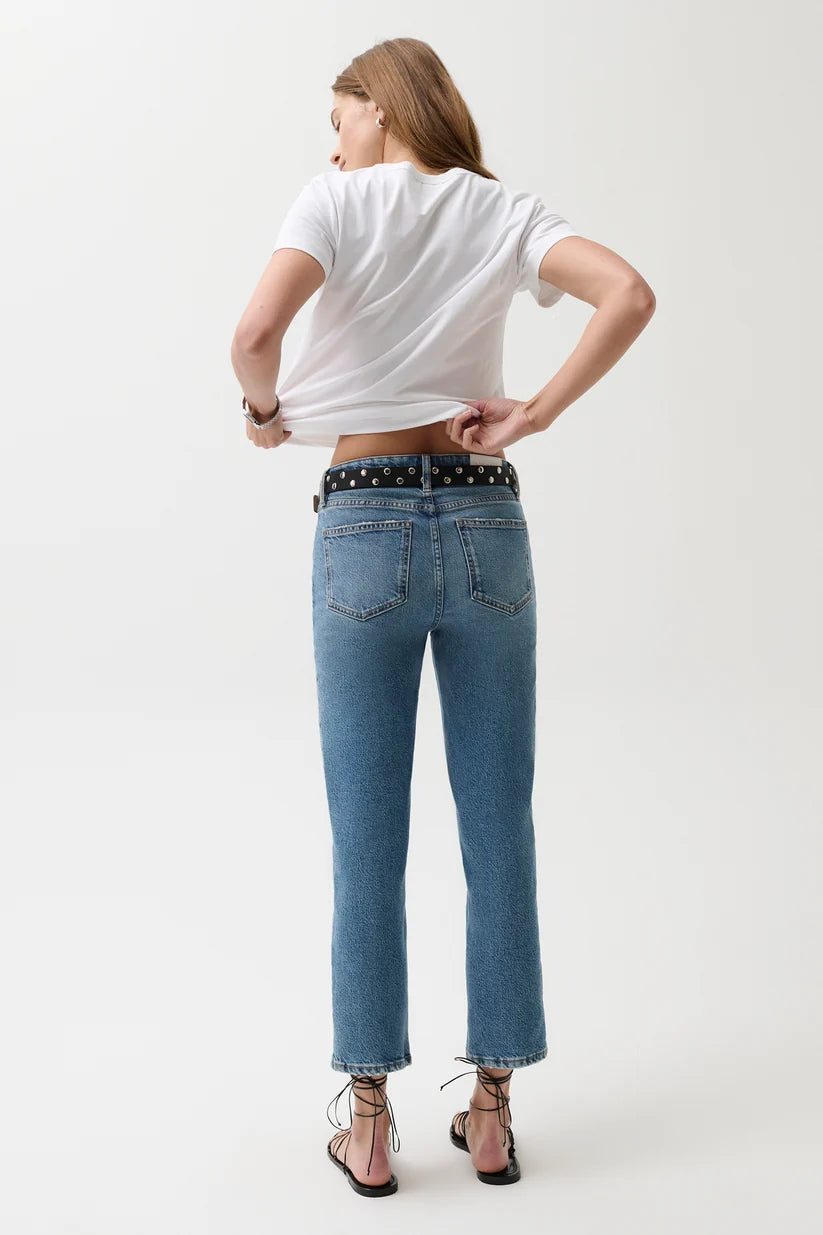 Pistola Aleks Mid Rise Straight Cropped Jean in river