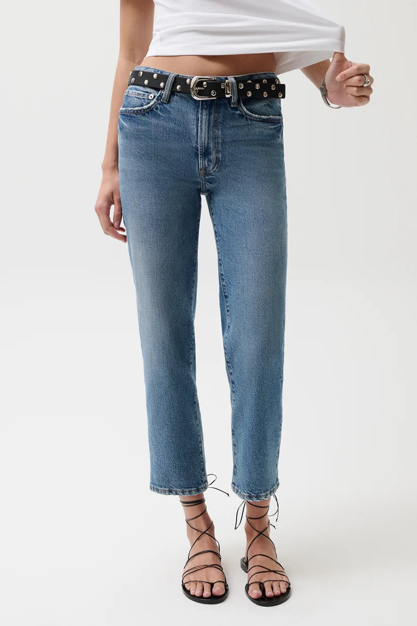 Pistola Aleks Mid Rise Straight Cropped Jean in river