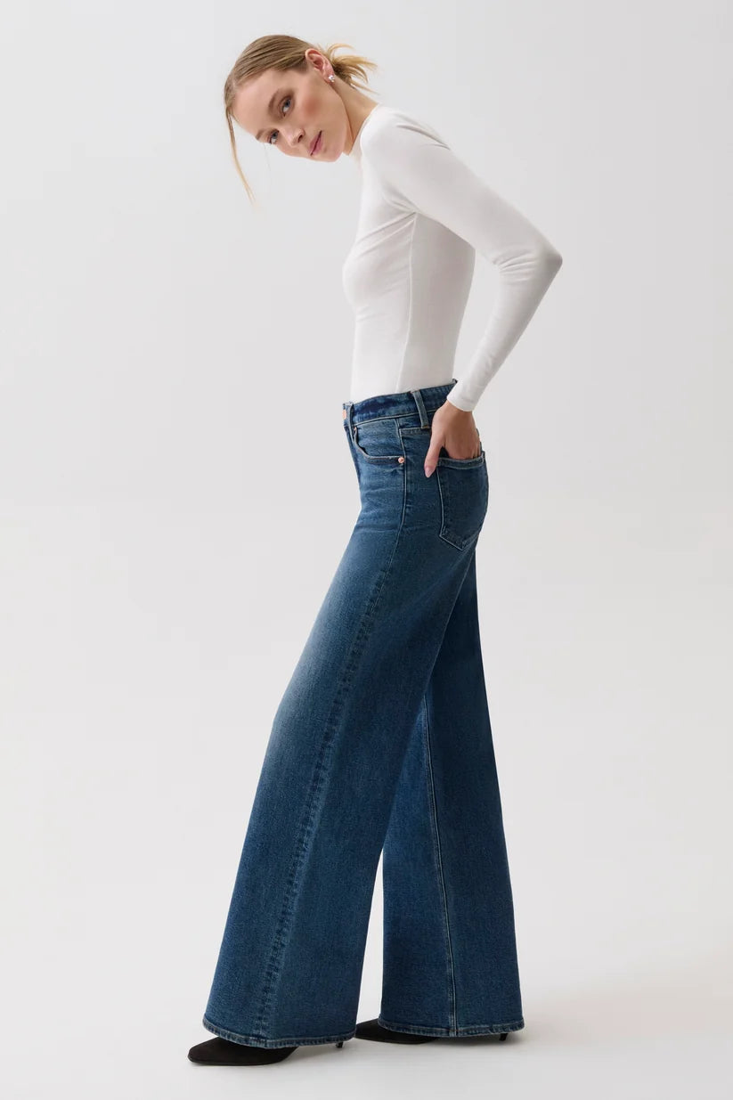 Pistola Vivian Mid Rise Wide Leg Jean Blue Depths 