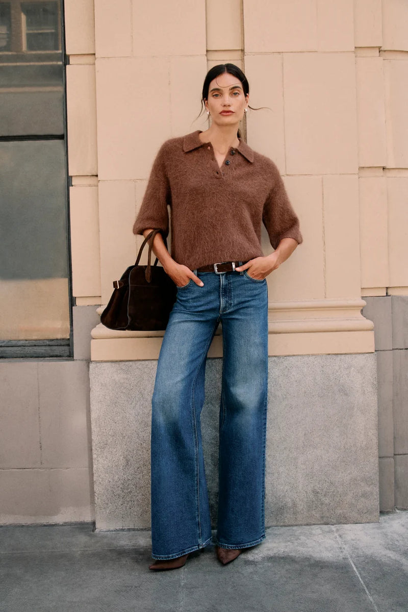Pistola Vivian Mid Rise Wide Leg Jean Blue Depths 