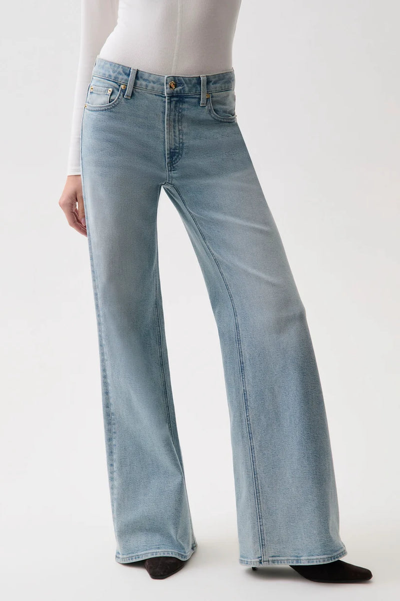 Pistola Vivian Mid Rise Wide Leg Jean: Sea Haze