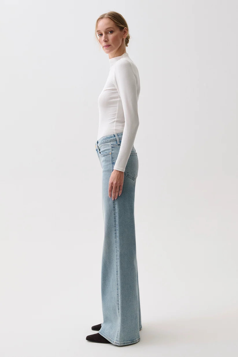 Pistola Vivian Mid Rise Wide Leg Jean: Sea Haze