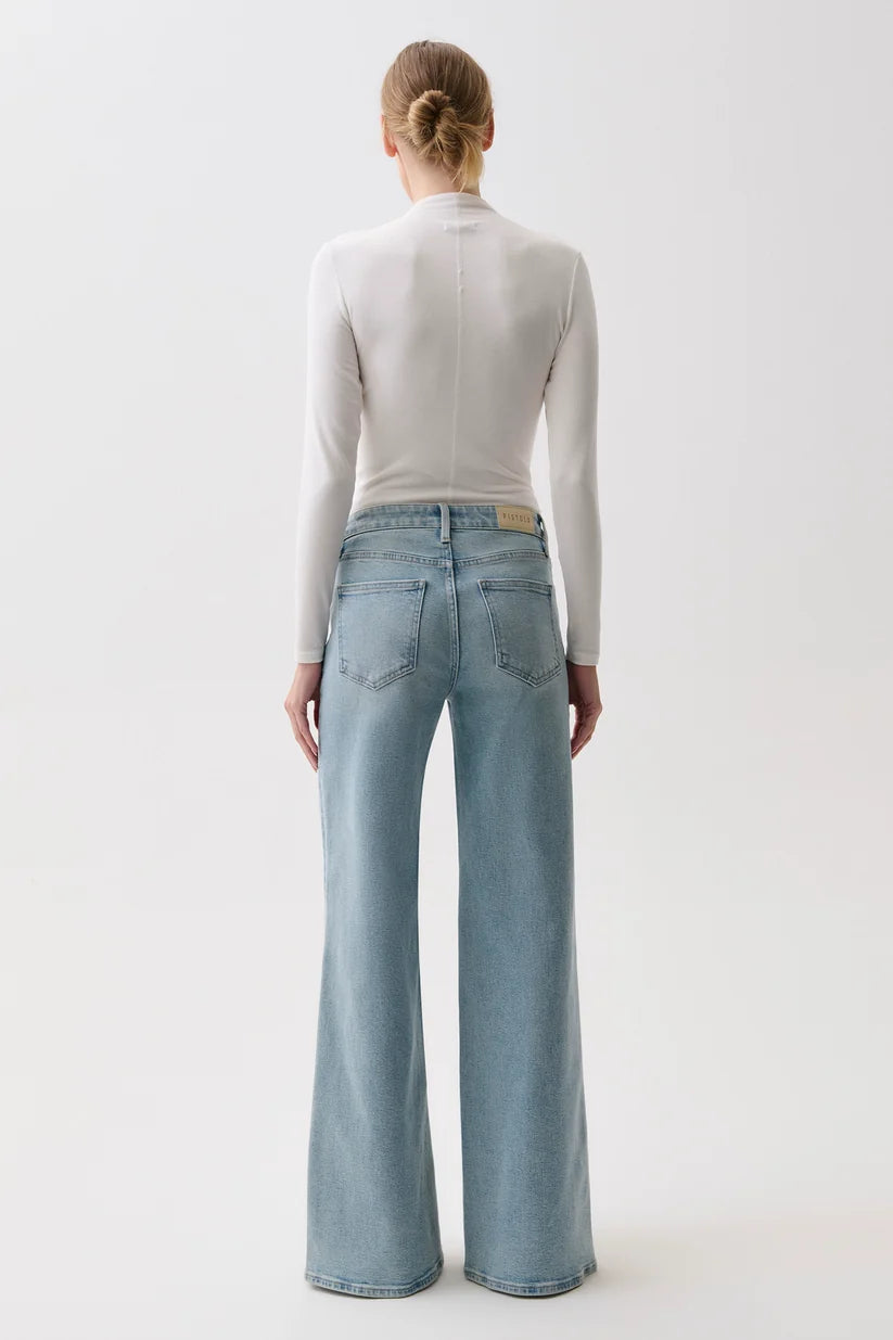 Pistola Vivian Mid Rise Wide Leg Jean: Sea Haze