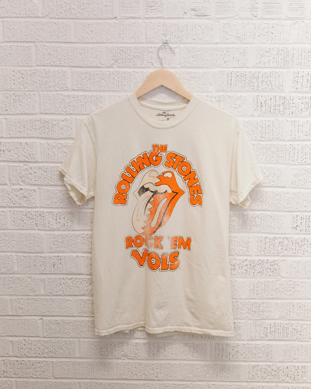 livy lu rolling stones rock 'em vols off white thrifted distressed vintage t-shirt