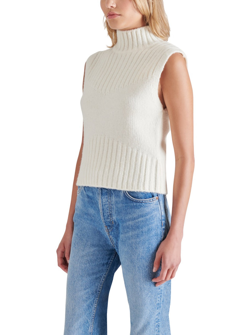 Steve Madden Serin Sleeveless Turtleneck Sweater in cream-side