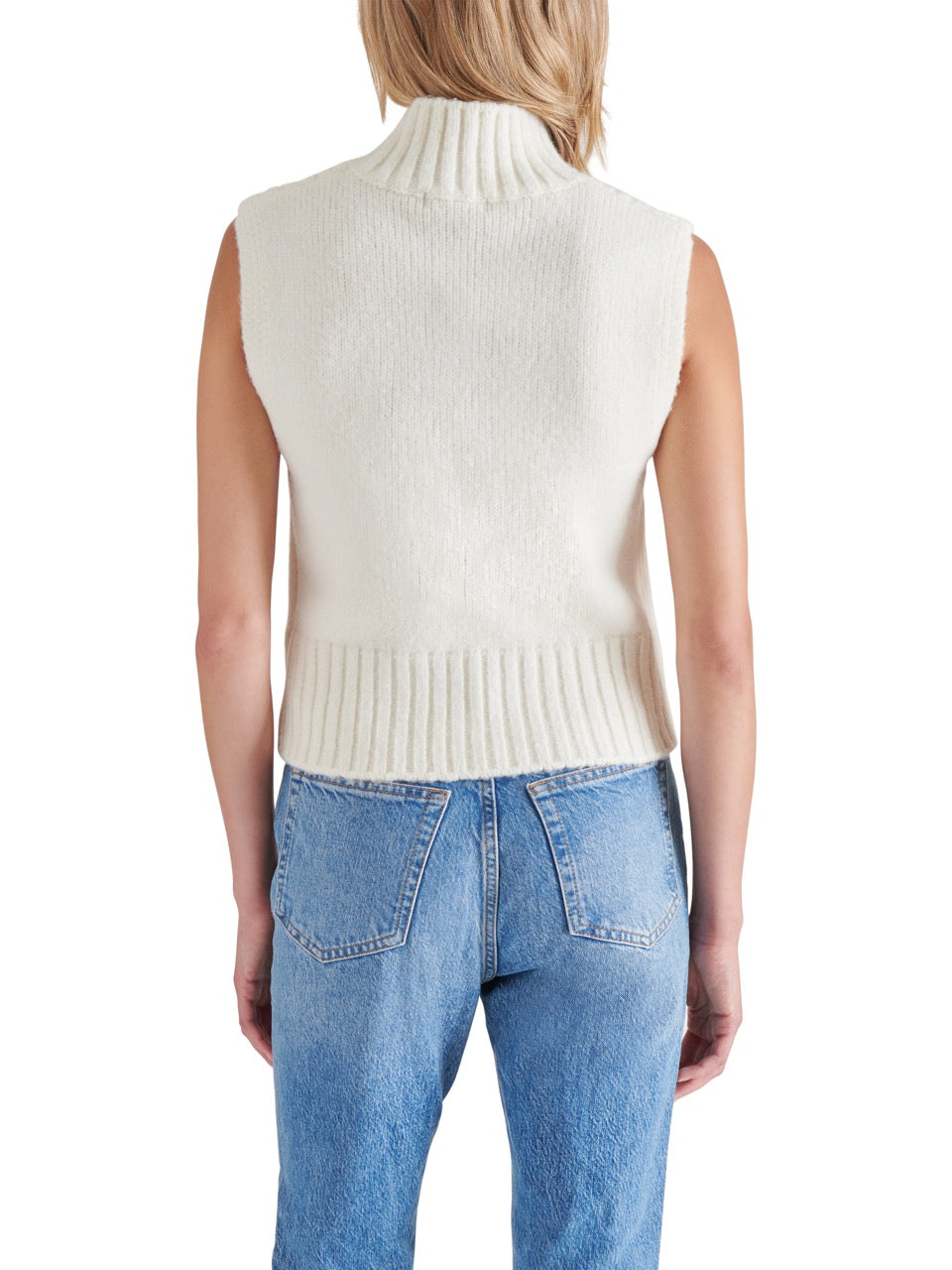 Steve Madden Serin Sleeveless Turtleneck Sweater in cream-back