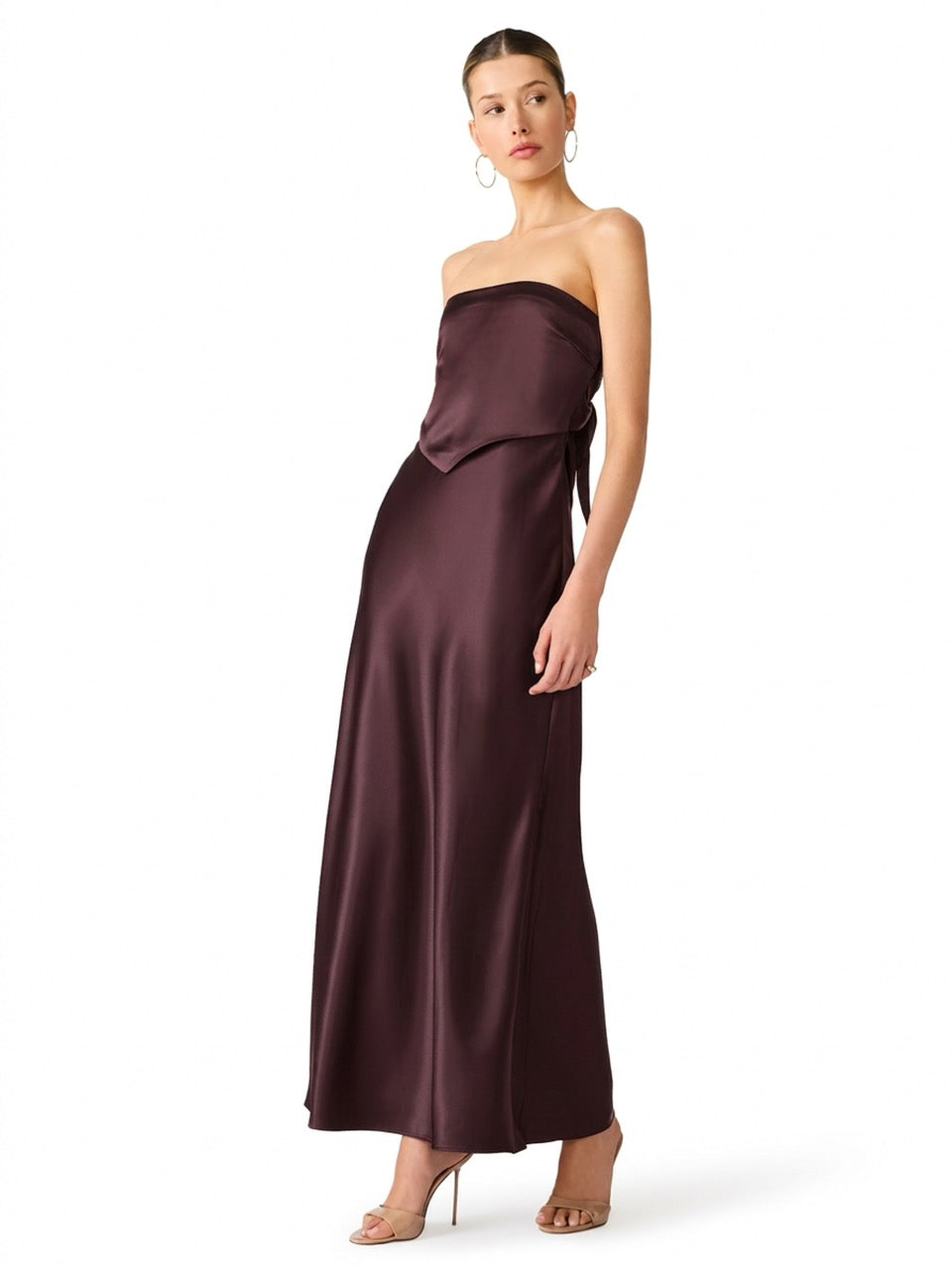 Steve Madden Elaia Strapless Maxi Dress deep fig 