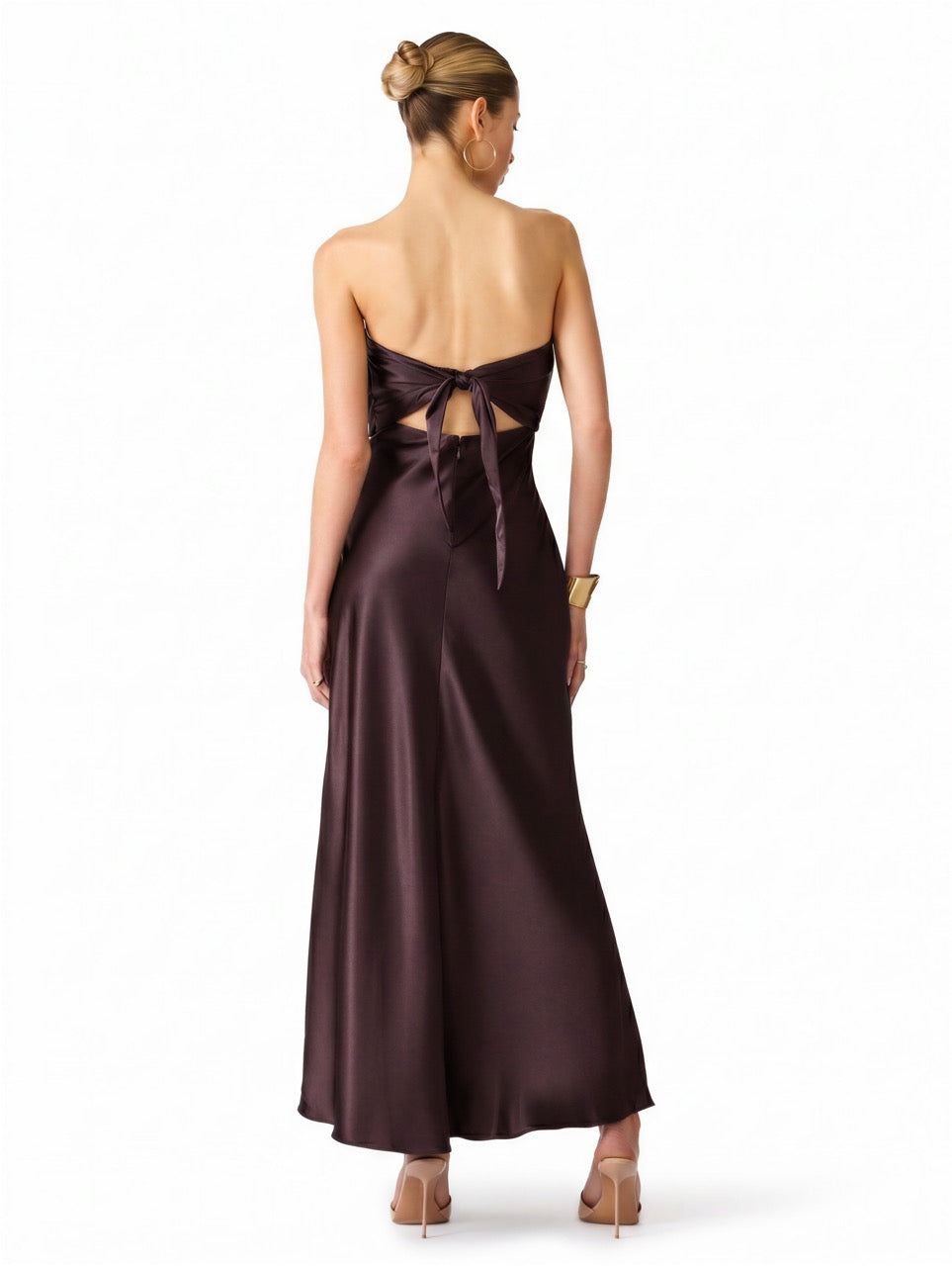 Steve Madden Elaia Strapless Maxi Dress deep fig 