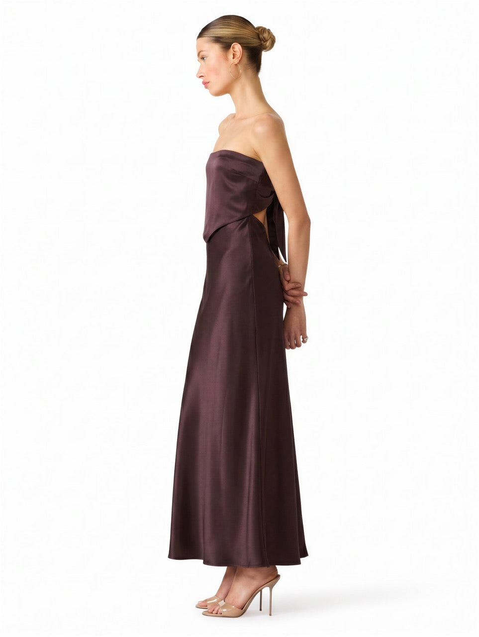 Steve Madden Elaia Strapless Maxi Dress deep fig 