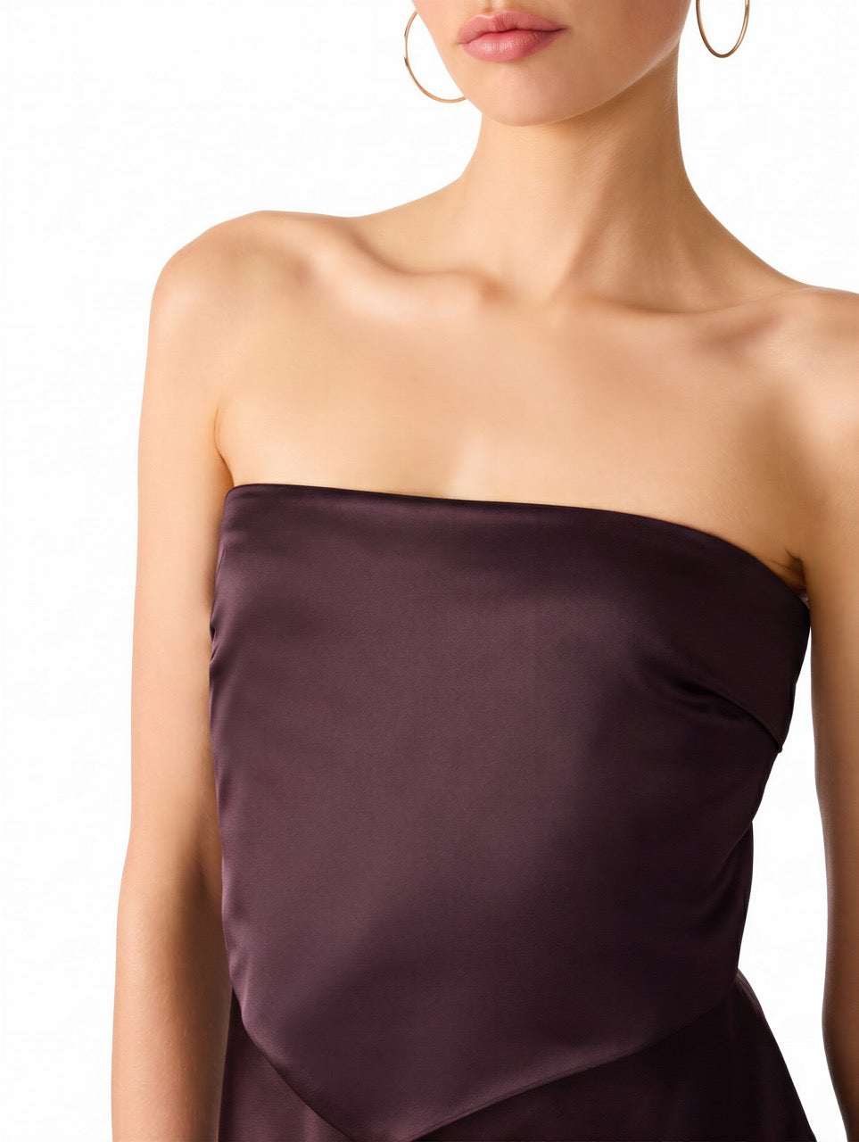 Steve Madden Elaia Strapless Maxi Dress deep fig 