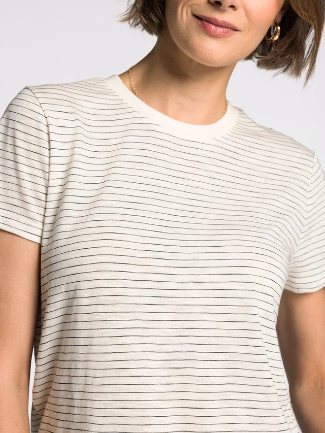 Sarah Striped Tee ivory green tea