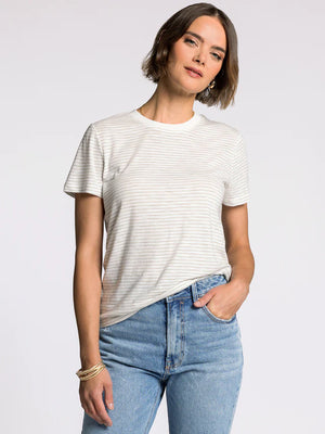Sarah Striped Tee ivory green tea