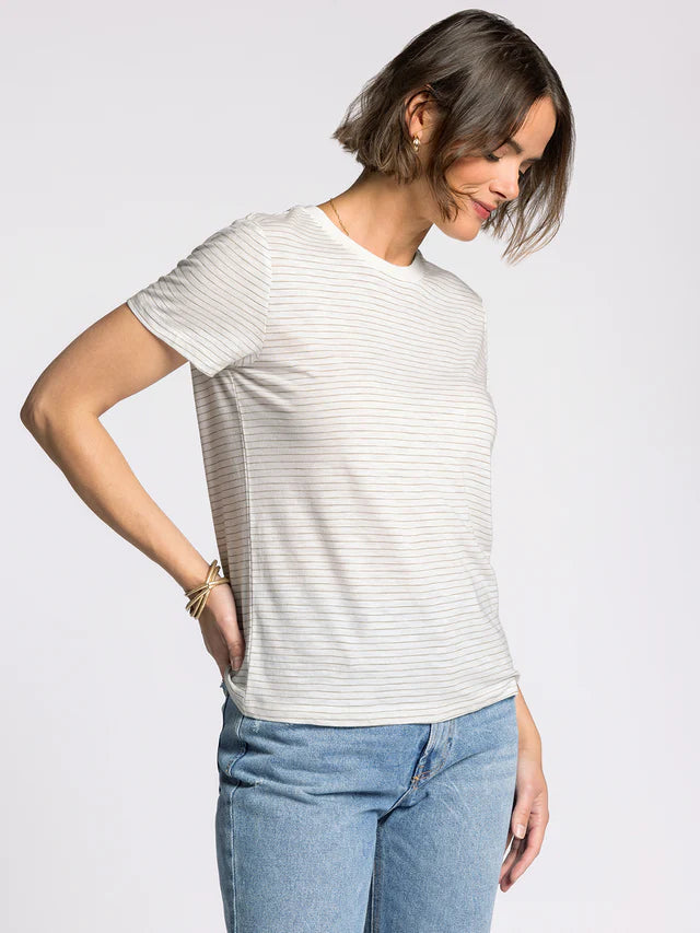 Sarah Striped Tee ivory green tea