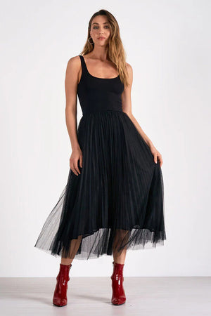 Tank Tulle Dress in black-front