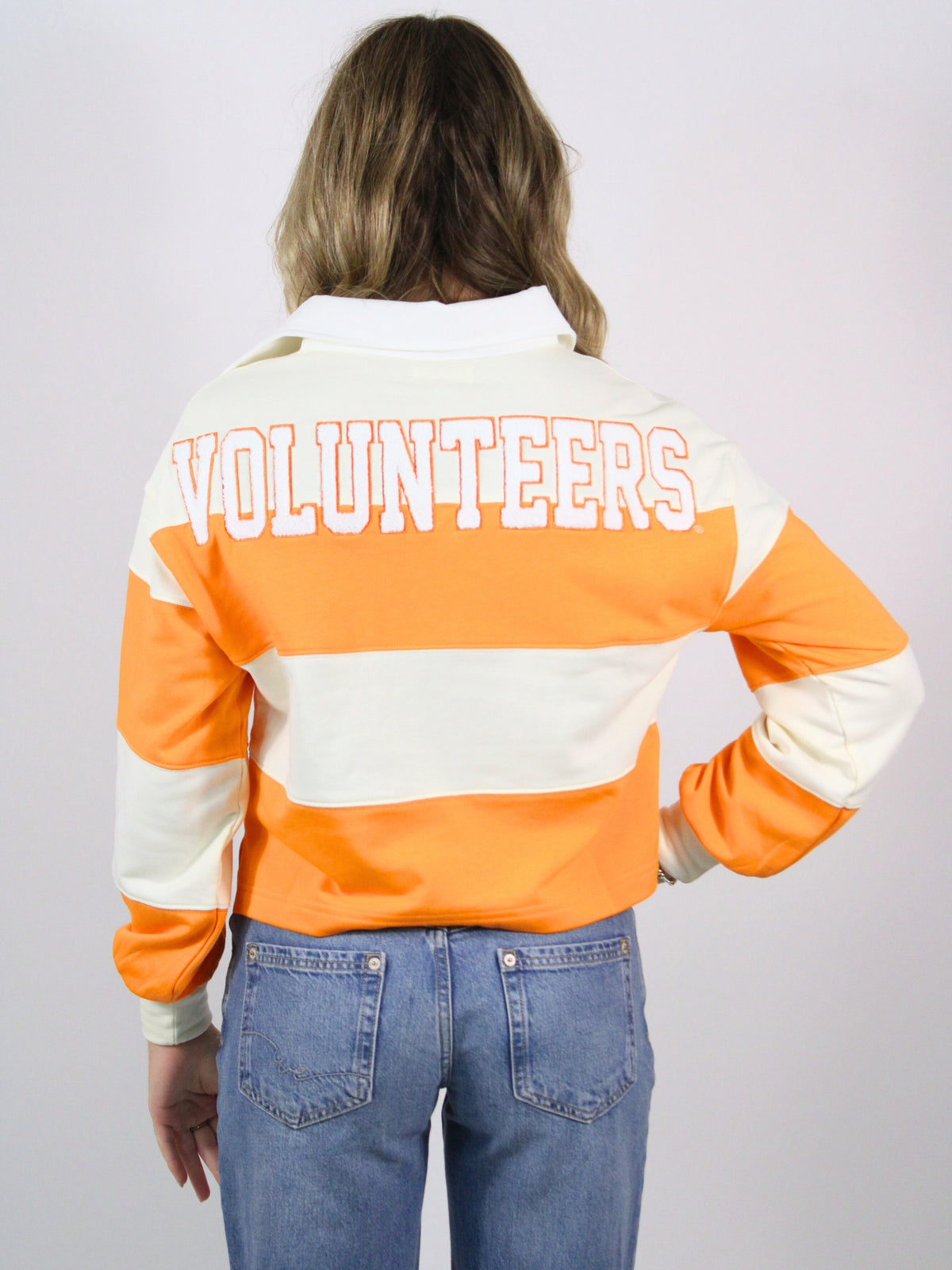 Tennessee Long Sleeve Rugby Top in orange and white