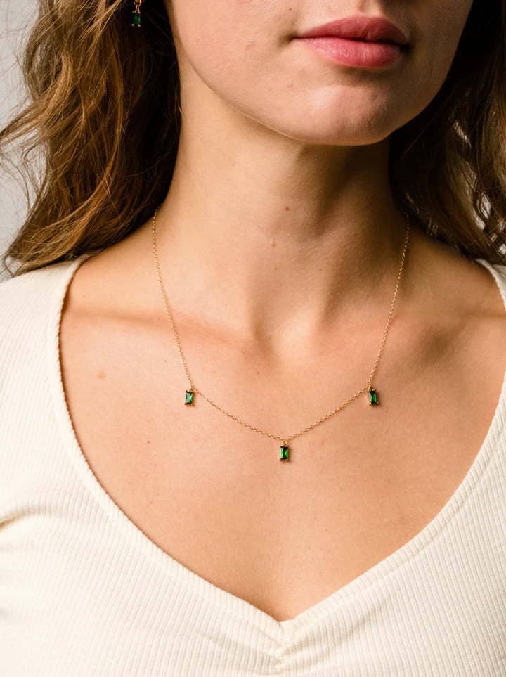 ABLE Triple Emerald Drop Necklace