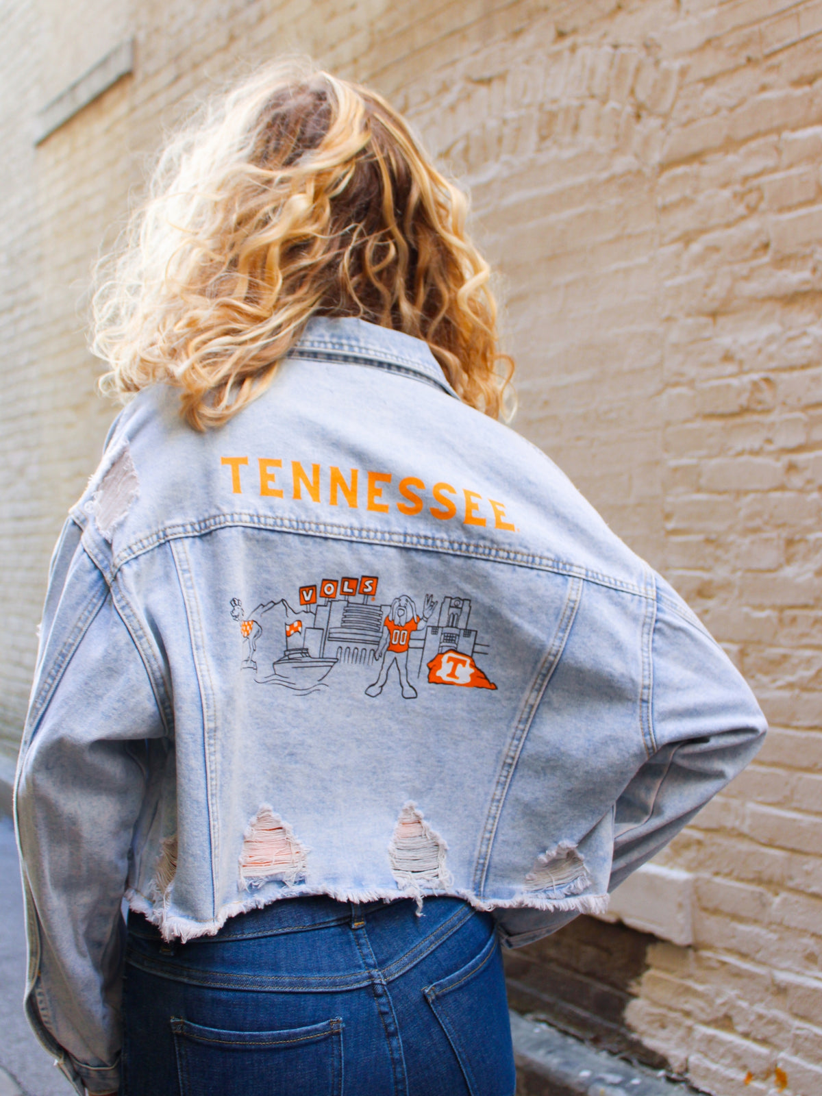 University of Tennessee Campus Skyline Denim Jacket back detail view