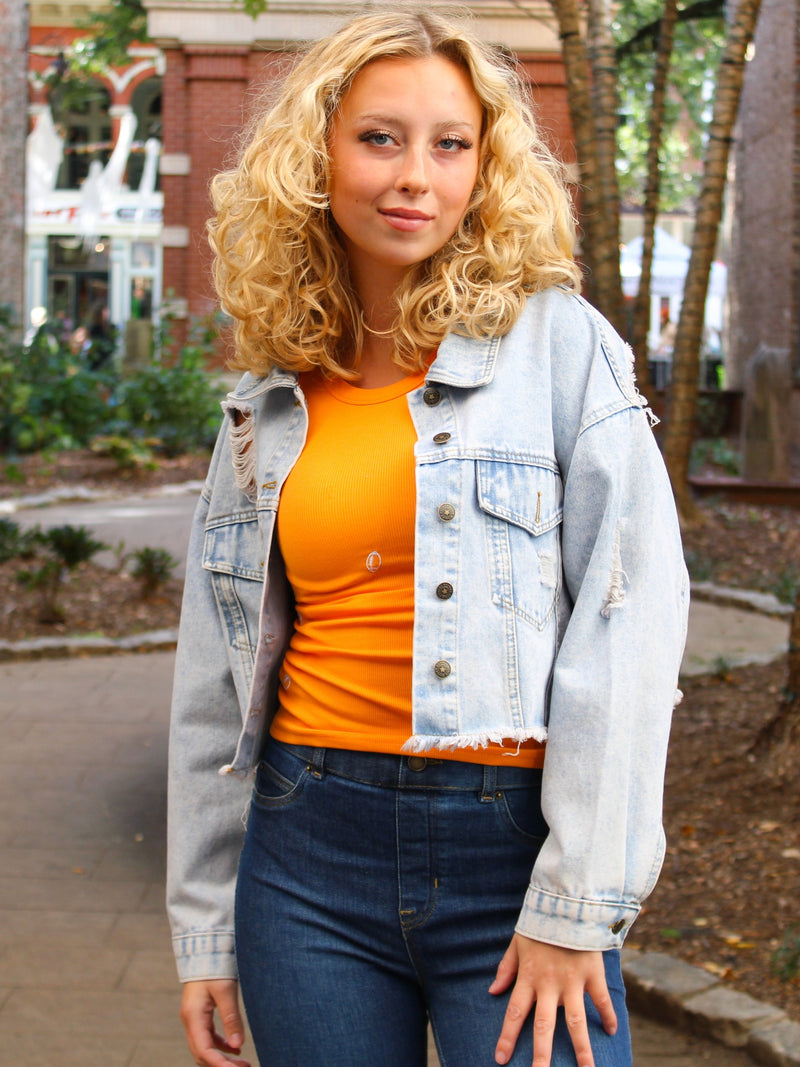 University of Tennessee Campus Skyline Denim Jacket front view