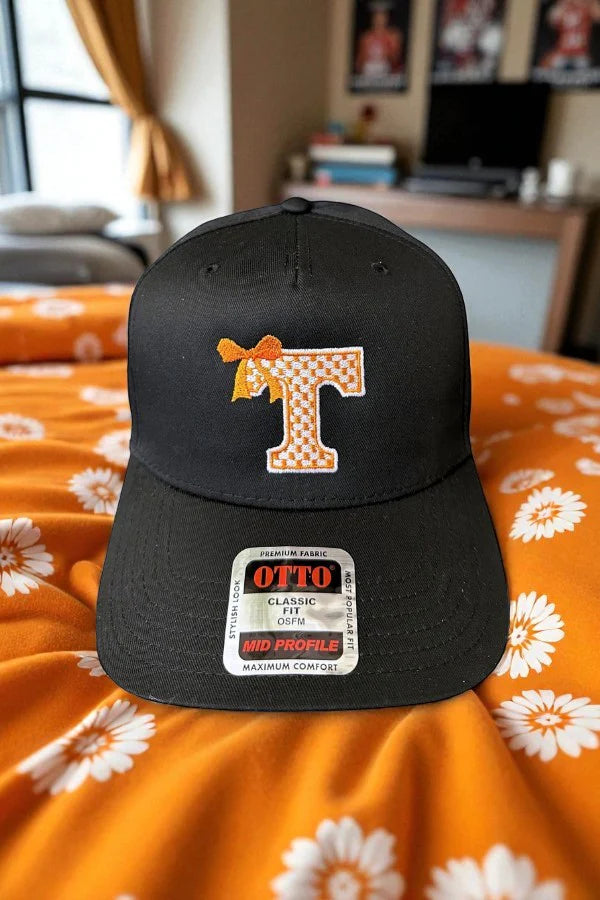 Vols T Bow Canvas Embroidered Hat: Black