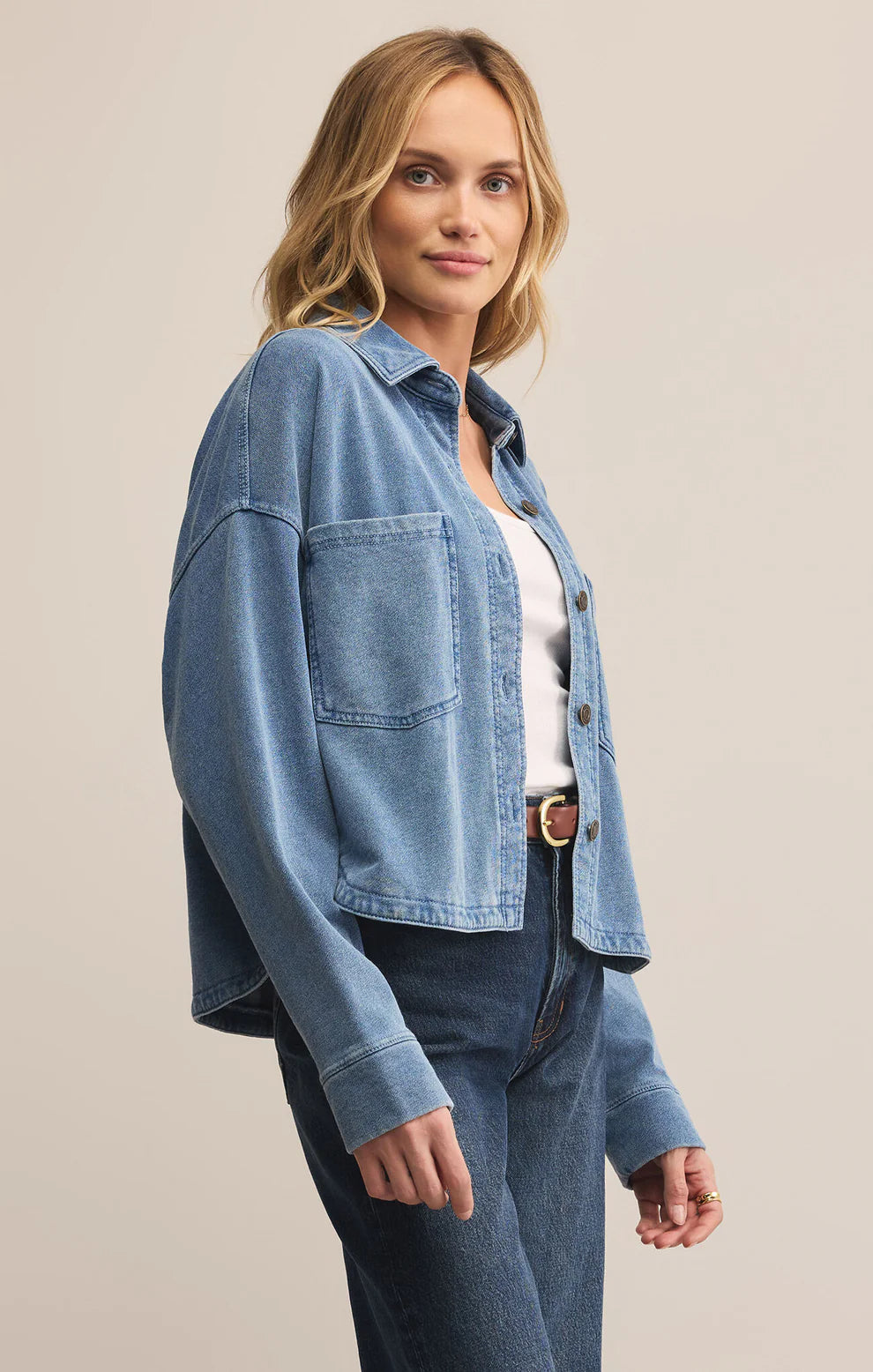 Z SUPPLY All Day Cropped Knit Denim Jacket – Bliss Z SUPPLY All Day Cropped Knit Denim Jacket – Bliss