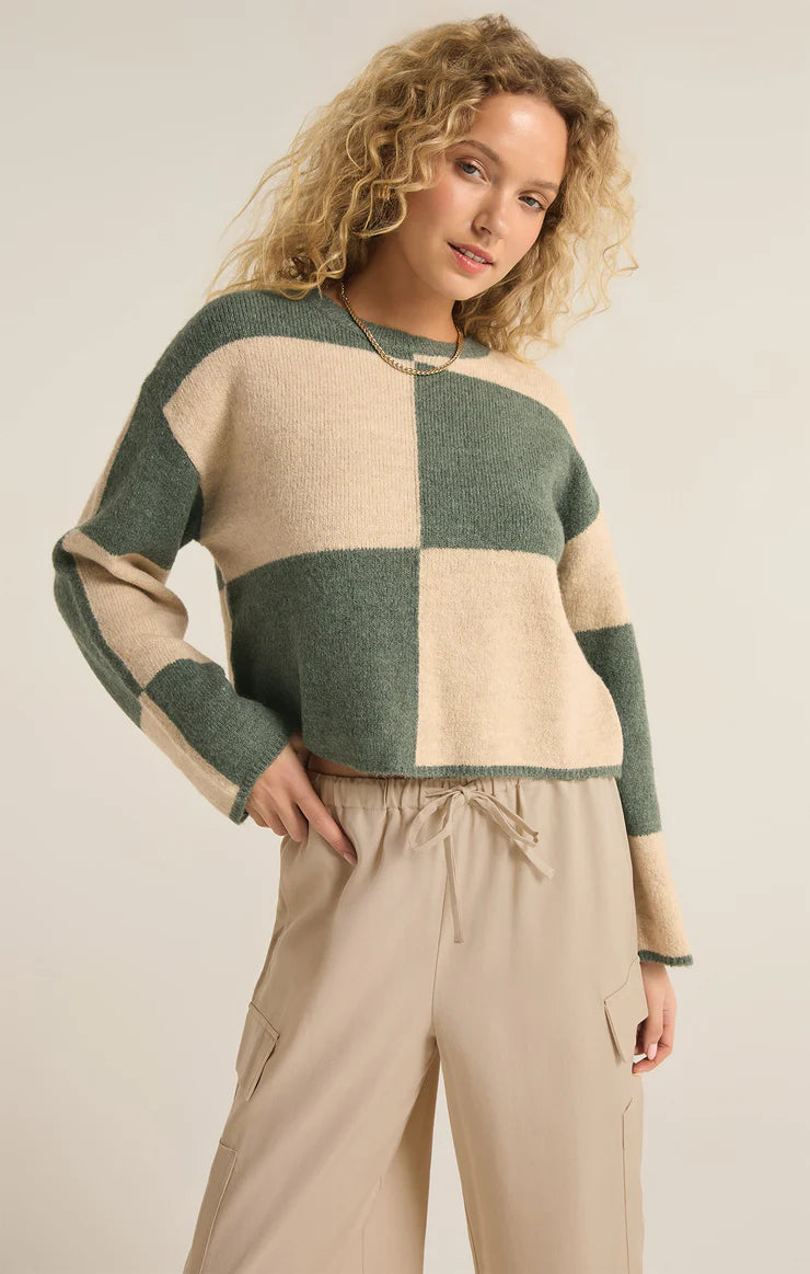 Z SUPPLY Rosi Color Blocked Sweater Palm Green