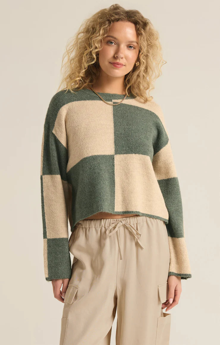 Z SUPPLY Rosi Color Blocked Sweater Palm Green