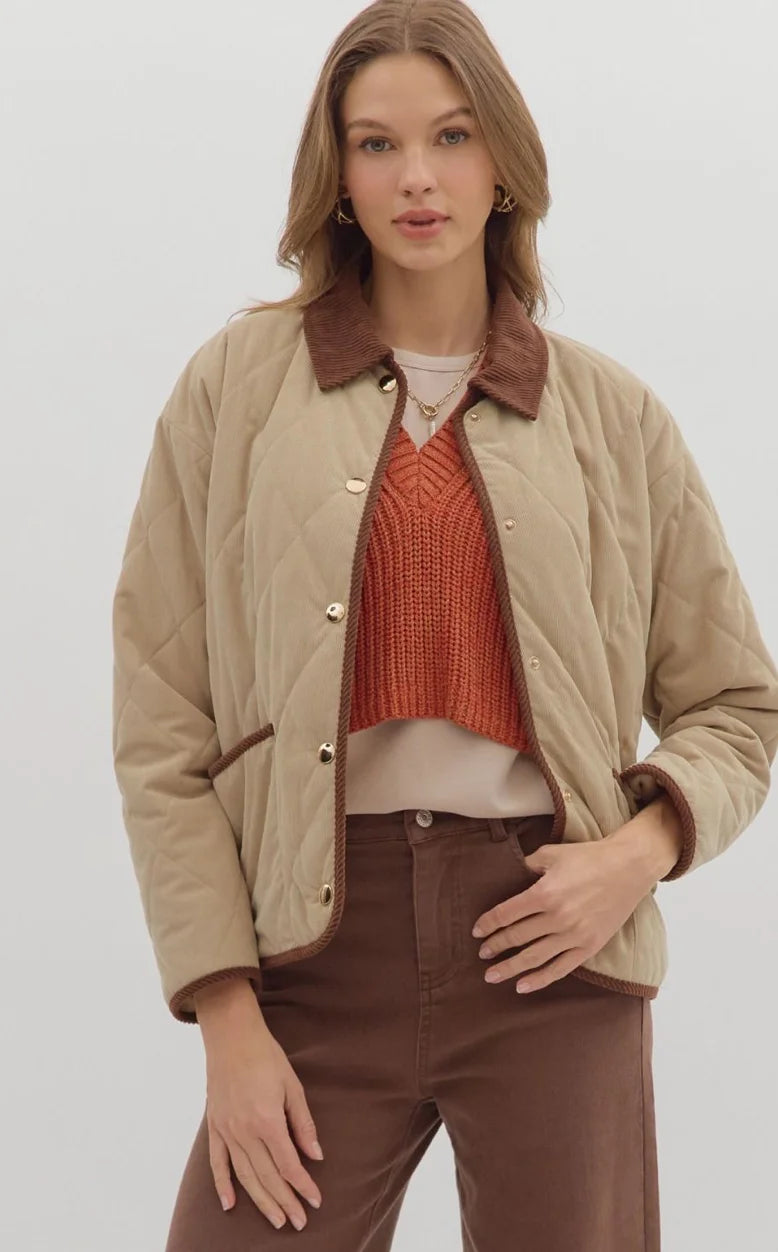 Diamond Quilted Snap Jacket