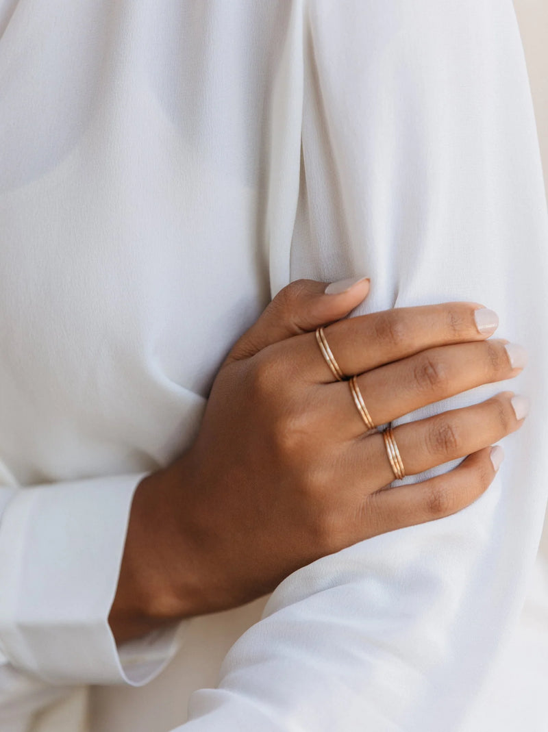 ABLE hammered stacking ring in 14k gold fill