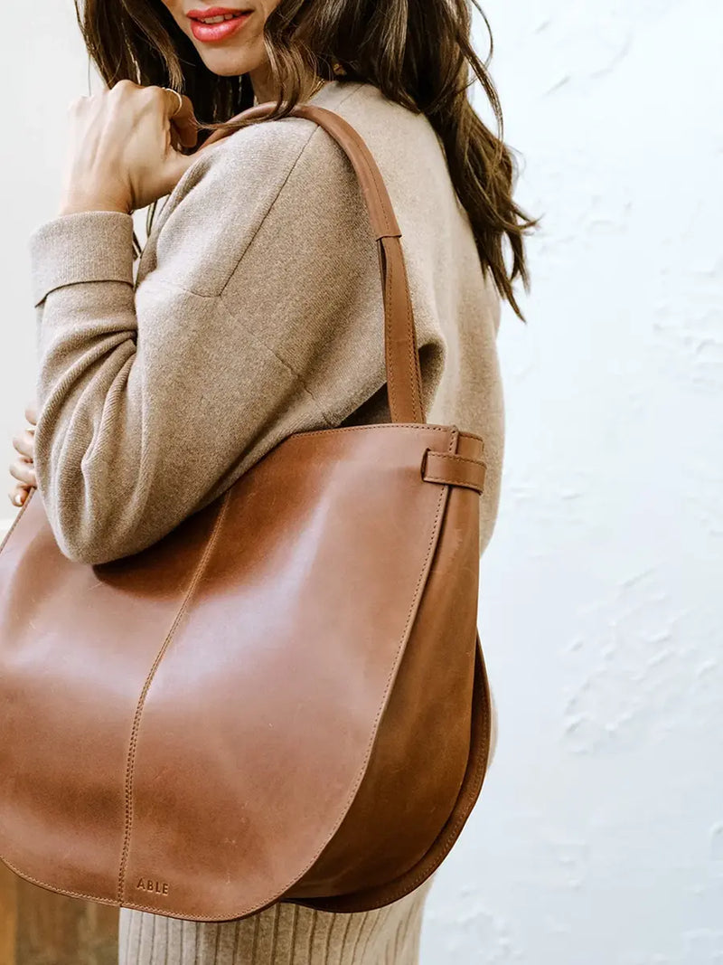 ABLE Nara Leather Tote Bag Whiskey