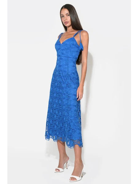 Adelyn Rae Blair Flower Lace Midi Dress royal blue 